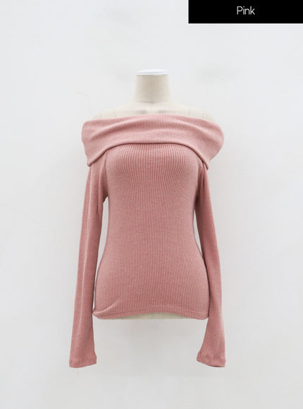 羅紋針織露肩上衣 IJ318