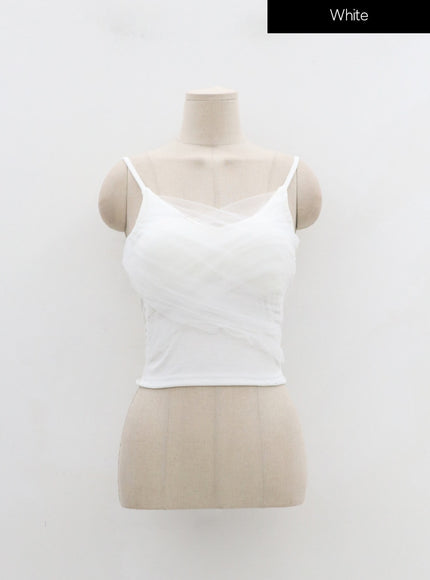 網布細節短款無袖上衣 IN25