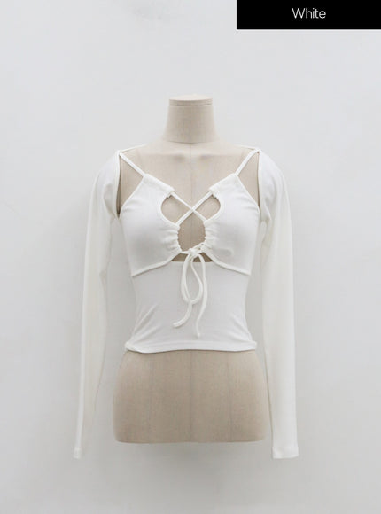 性感正面交叉繫帶短款上衣 IN22