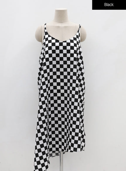 加格子無袖連衣裙IG09