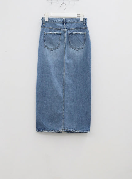 前開衩牛仔長裙 IA305