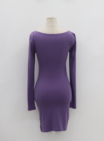 方領銀色箍迷你連衣裙 IN22