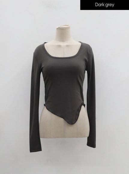 Scoop Neck Unbalanced Cropped Top IJ313
