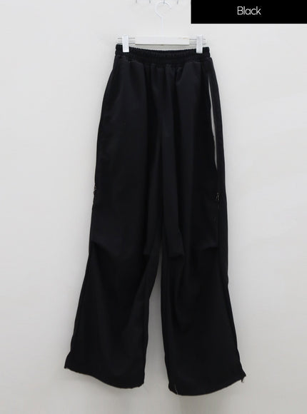 Unique Side Zipper Detailing Wide Bending Pants IS07