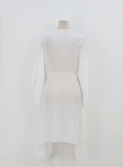 網布蝴蝶結中長袍 IA313