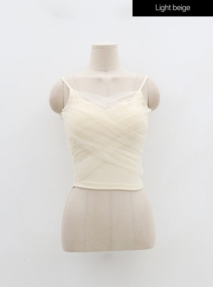 網布細節短款無袖上衣 IN25