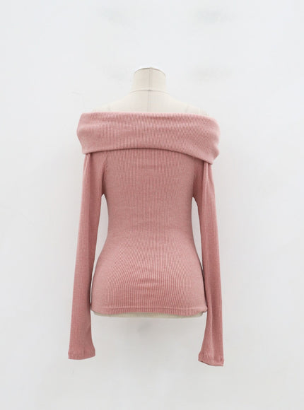 羅紋針織露肩上衣 IJ318