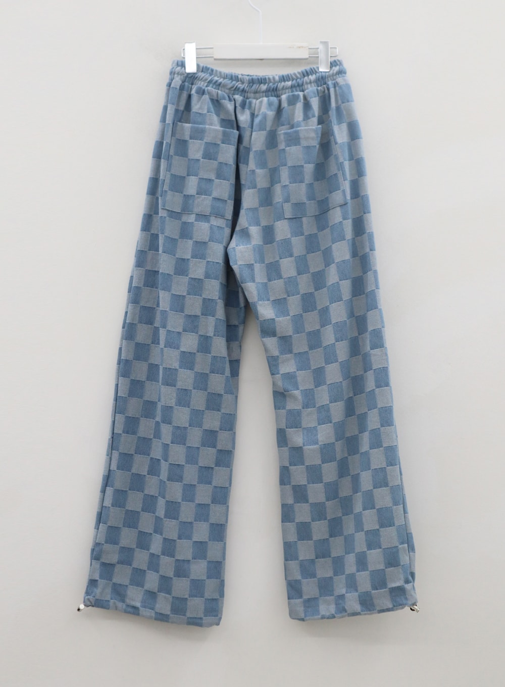 Denim Checkered Banding Wide Pants IG31