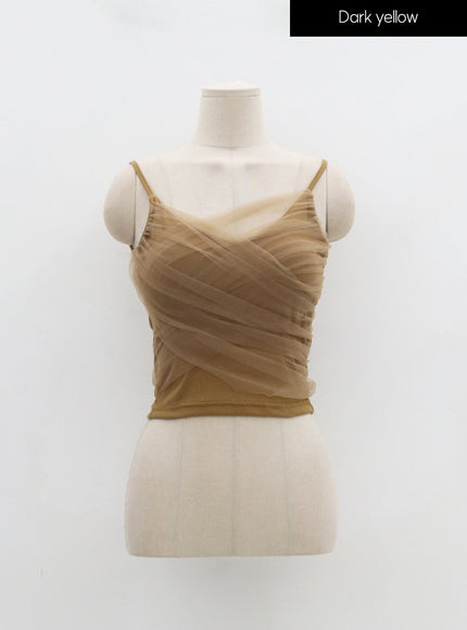 網布細節短款無袖上衣 IN25