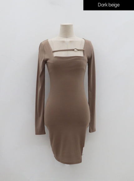 方領銀色箍迷你連衣裙 IN22