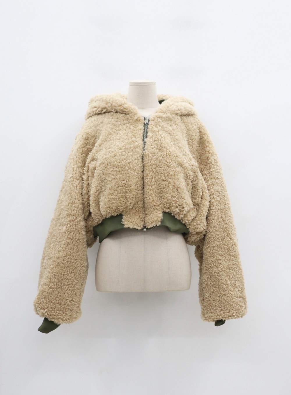 Cropped faux discount fur hoodie