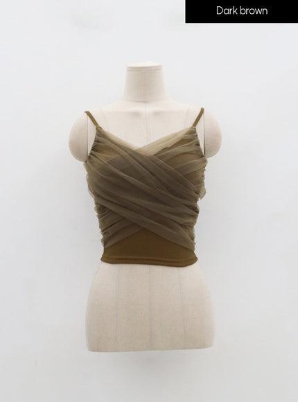 網布細節短款無袖上衣 IN25