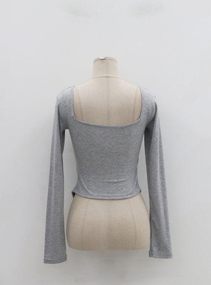 Sexy Square Neck Front Hole Top IN22