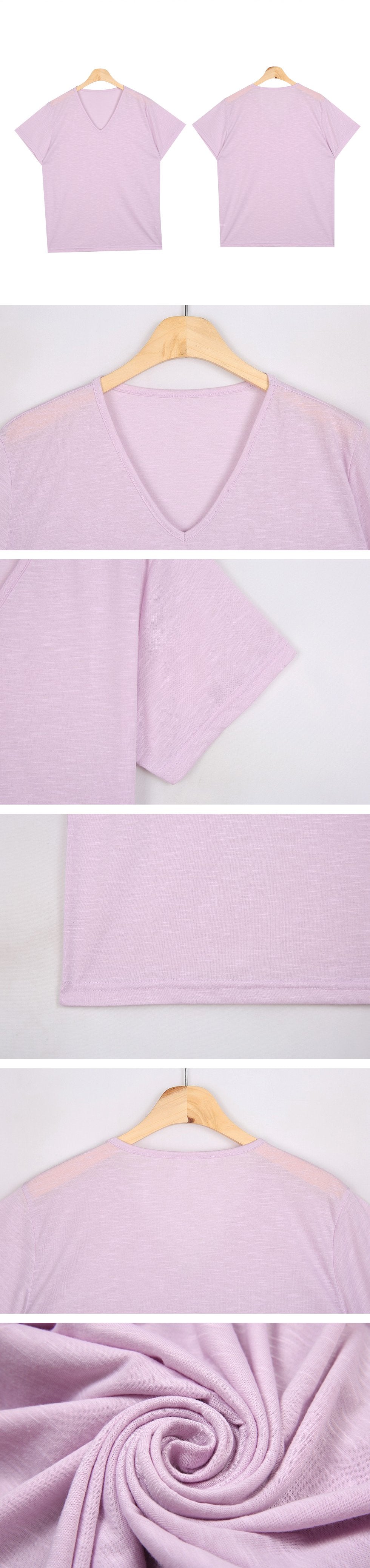 Violet Short Sleeve V Neck T Shirt BF25