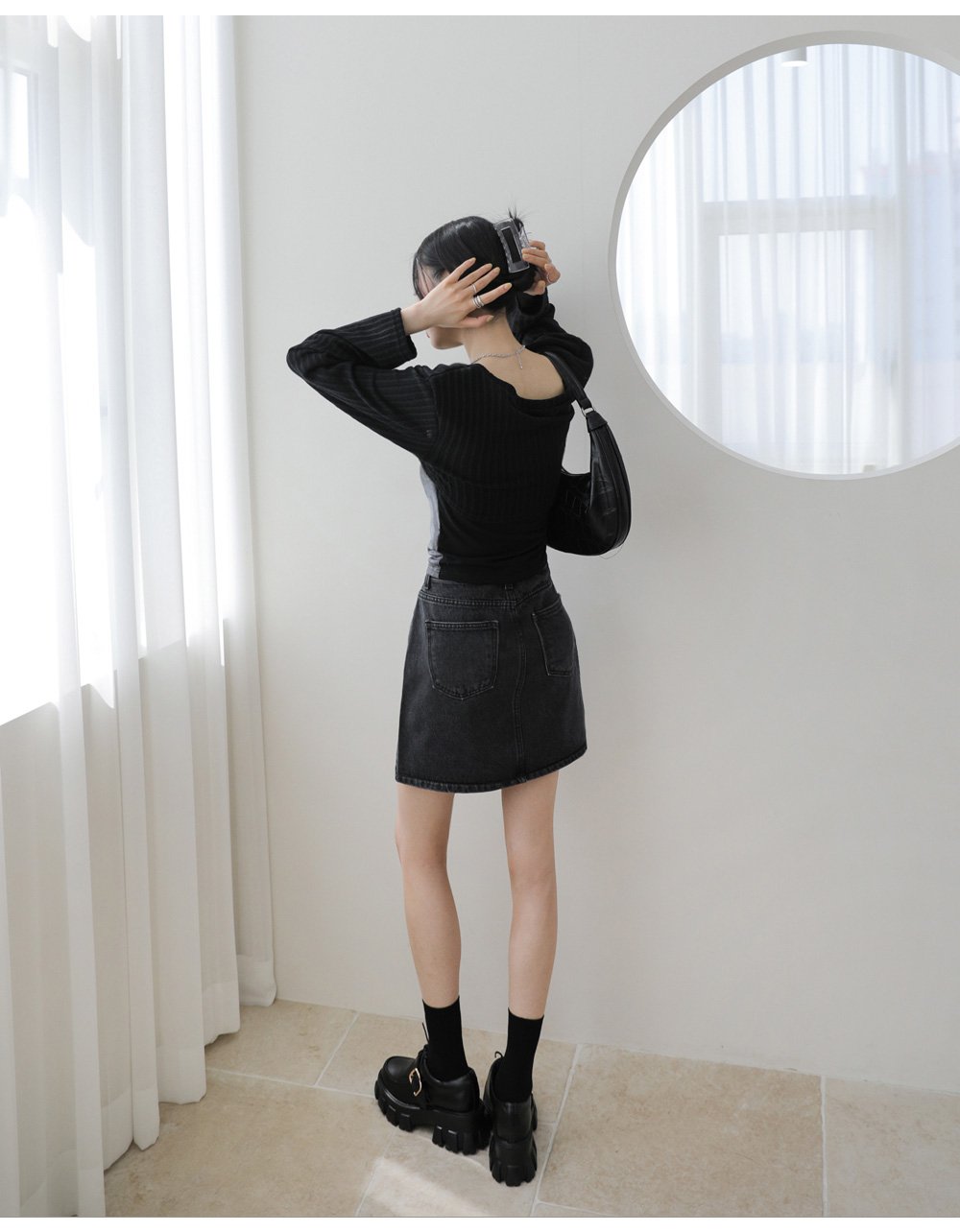 Black Denim Skirt F25