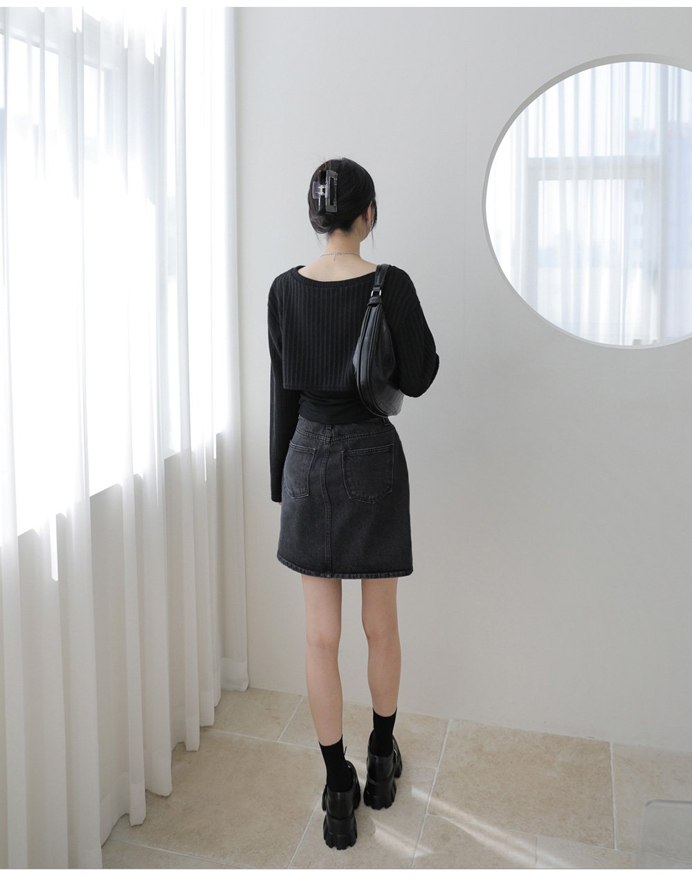 Black Denim Skirt F25