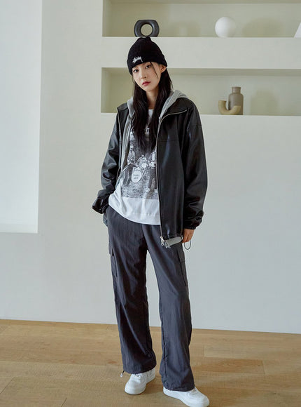 Relaxed Fit Faux Leather Jacket J24