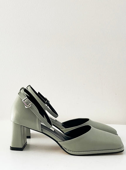 Square Mary Jane Mid Heels