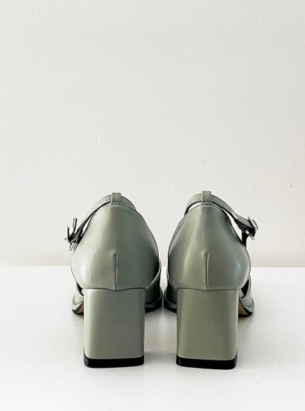 Square Mary Jane Mid Heels