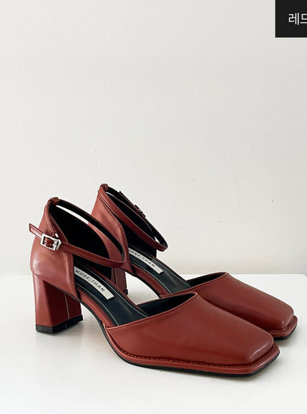Square Mary Jane Mid Heels