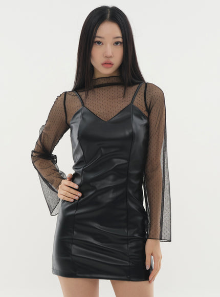 faux leather strappy dress Faux Leather Strappy Mini Dress