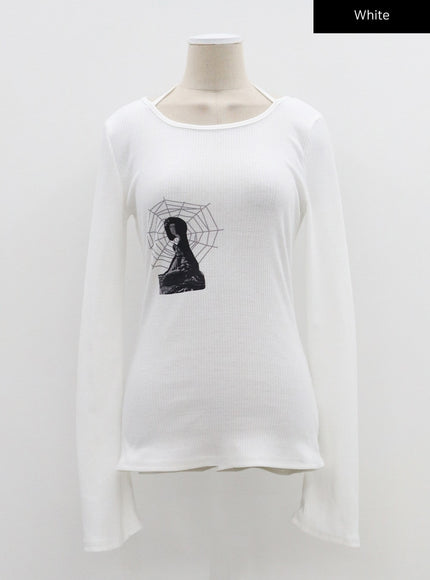 圖案羅紋針織上衣CF309