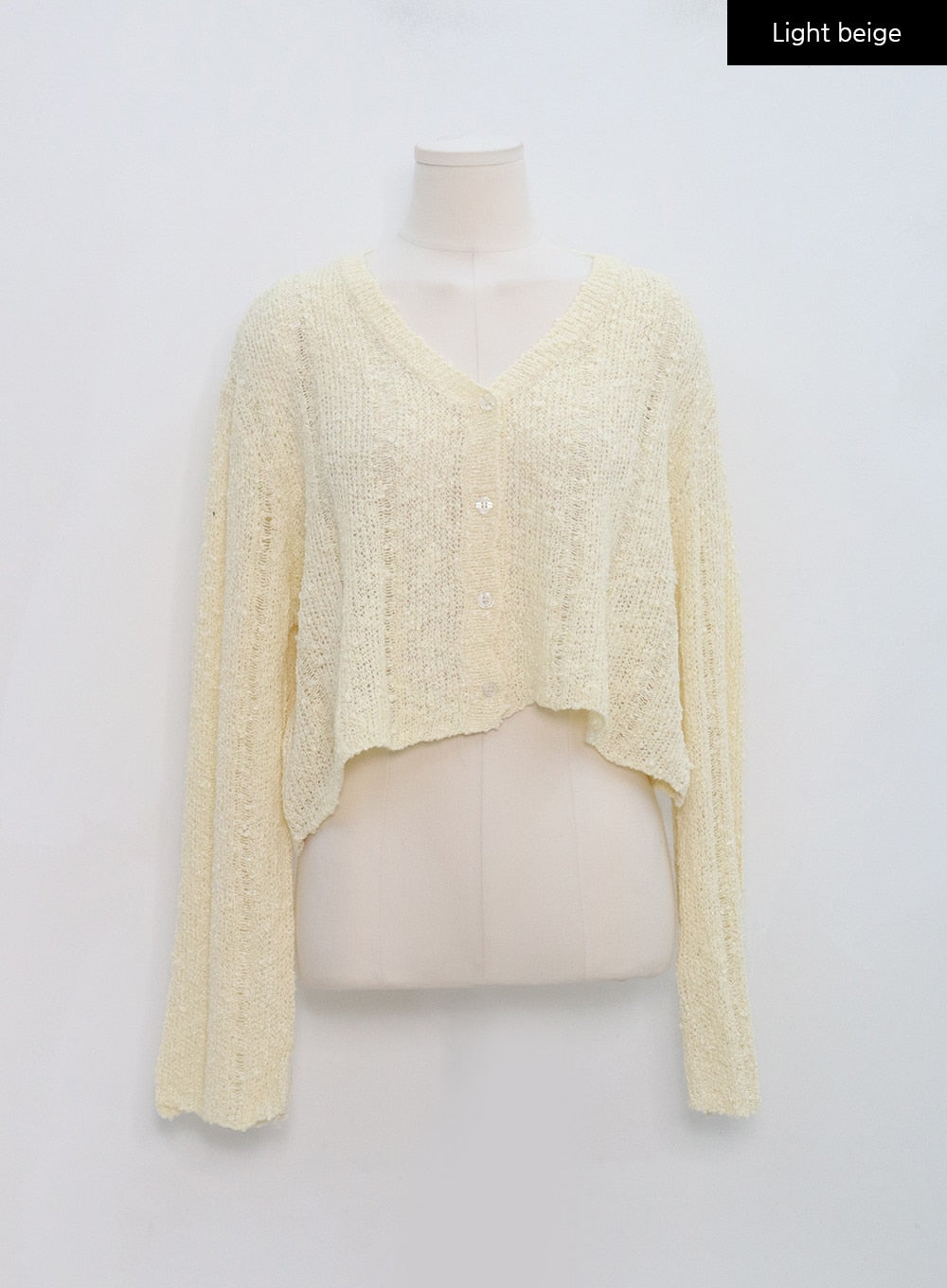 Boucle Semi Crop Mesh Cardigan BG29 - Lewkin