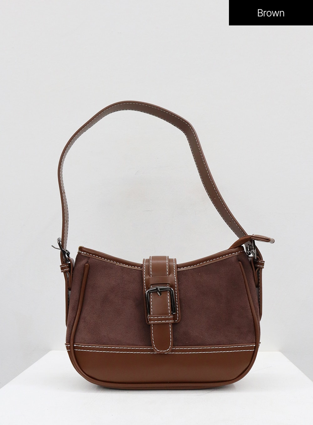 Brown Buckle Shoulder Bag