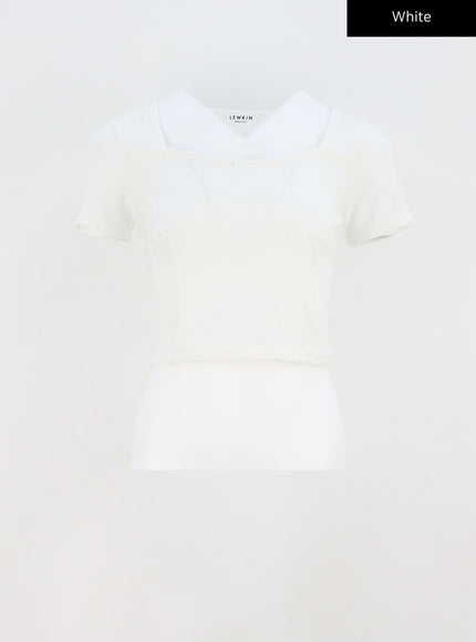 Heart Neck Cropped Tee CA320