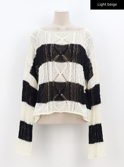 Boat Neck Stripe Sweater CA306