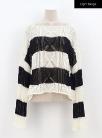 Celine Striped Bateau Neckline Sweater - Neutrals Knitwear, Clothing -  CEL265264