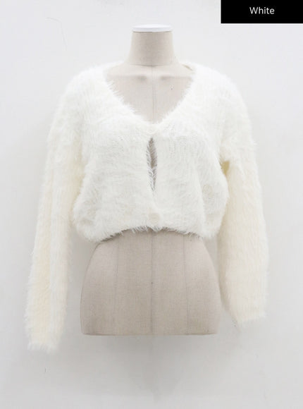 人造毛皮兩粒扣短款開衫 CJ325