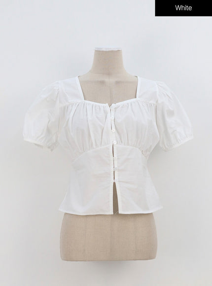 泡泡袖鈕扣襯衫 OA317