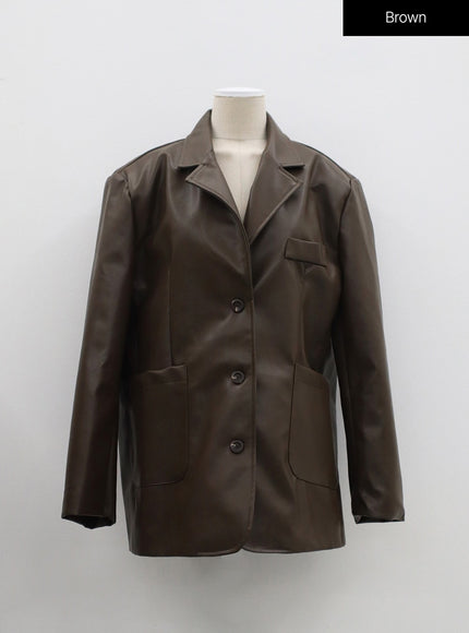 Faux Leather Oversized Jacket OM306