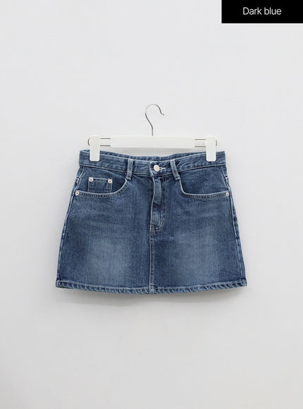 Mid-Rise Denim Mini Skirt OM303