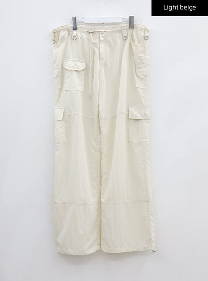 Drawstring Waist Wide Cargo Pants CU13