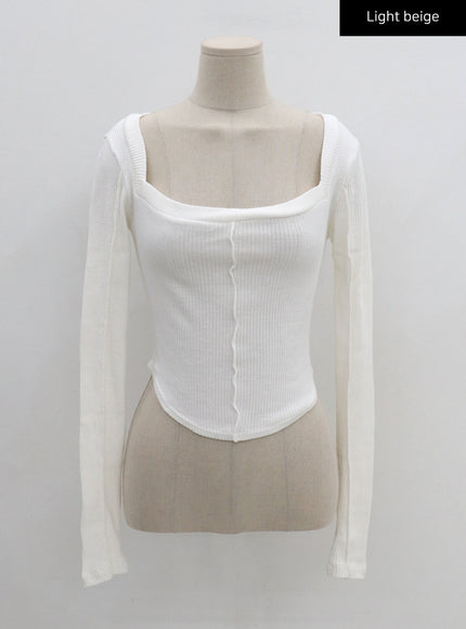 Square Neck Crop Long Sleeve Shirt CG16