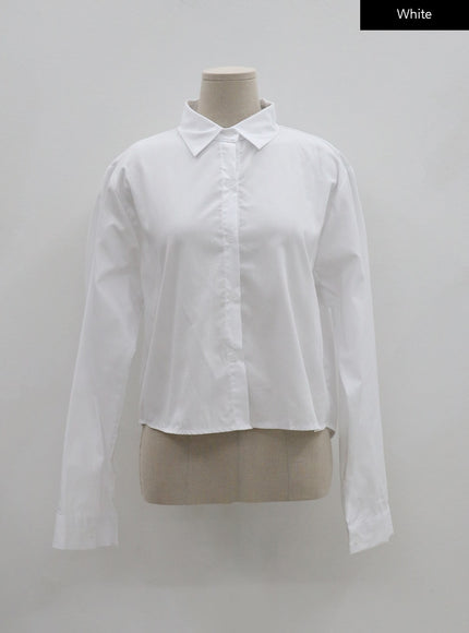 Basic Tone Down Color Crop Shirt BG23