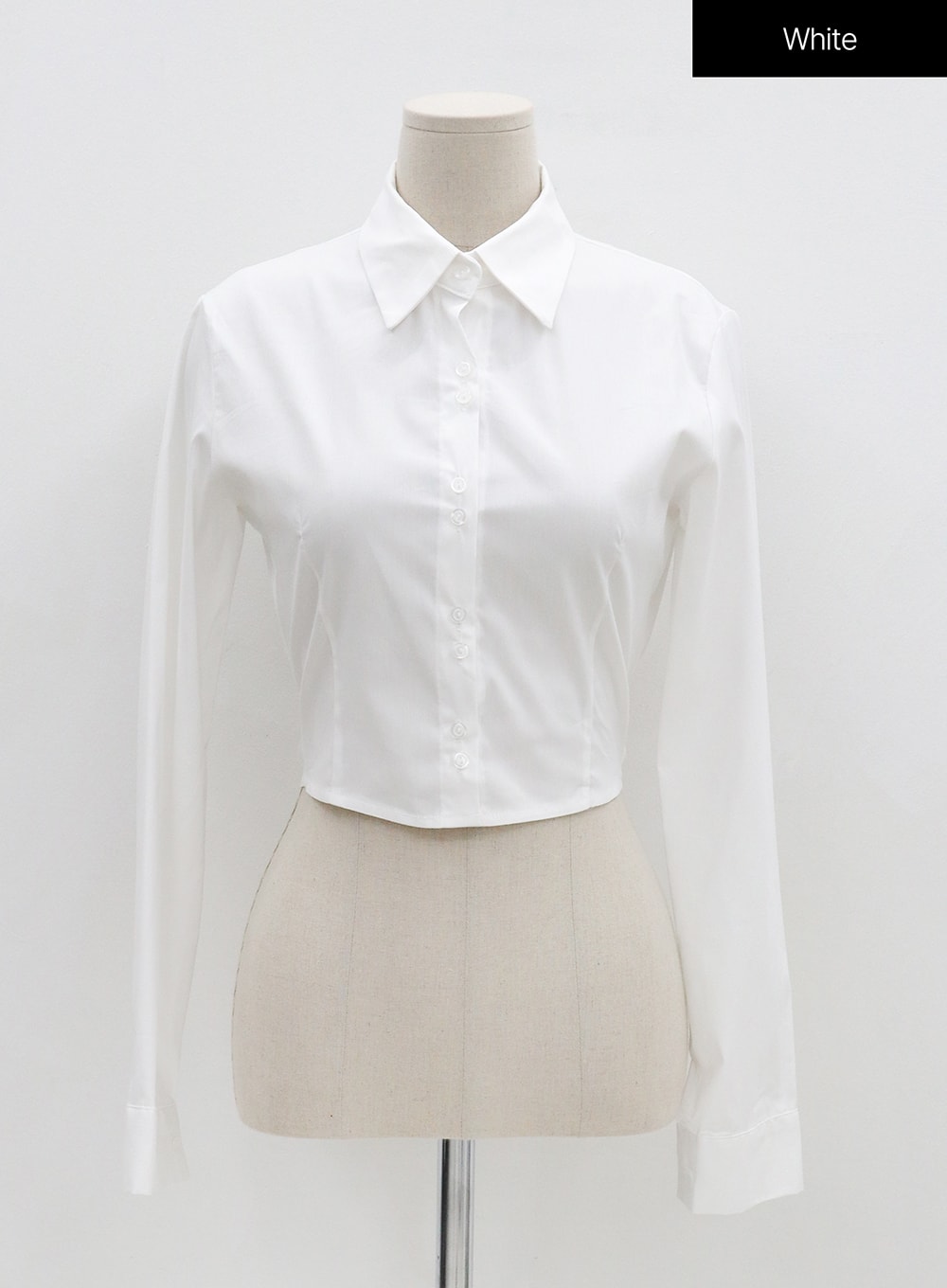 Slim Fit Button Cropped Shirt OS13