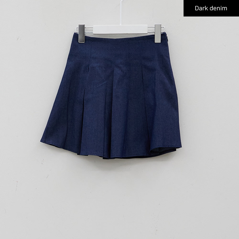 Sawan Pleated Denim Mini Skirt | US 8 | Dark Wash | Womens | PP DNM