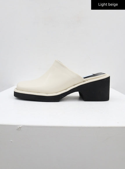 Faux Leather Square Toe Mules CJ305