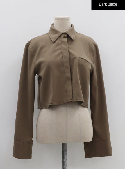 Hidden Button Crop Shirt ON11