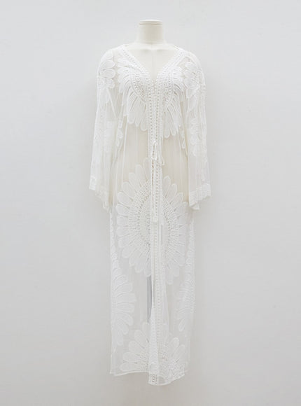 向日葵刺繡長袍IJ13