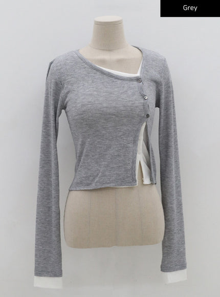 Layered Side Button Cardigan CG10