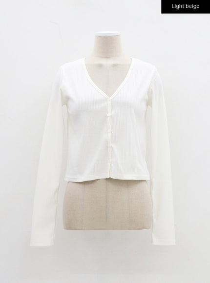 V-Neck Button Cropped Cardigan BJ318