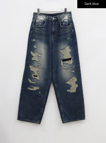 男女通用破洞寬牛仔褲 CD14