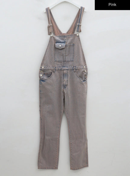 Pink Washed Overfit Denim Overalls CG16