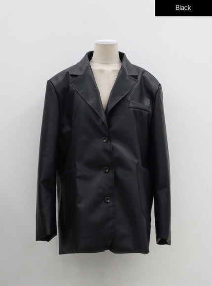 Faux Leather Oversized Jacket OM306