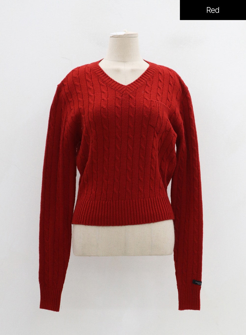 V-Neck Front Pocket Cable Knit Sweater OD28
