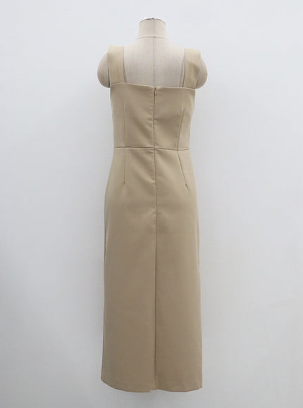 裹身鈕扣長連衣裙 OF307